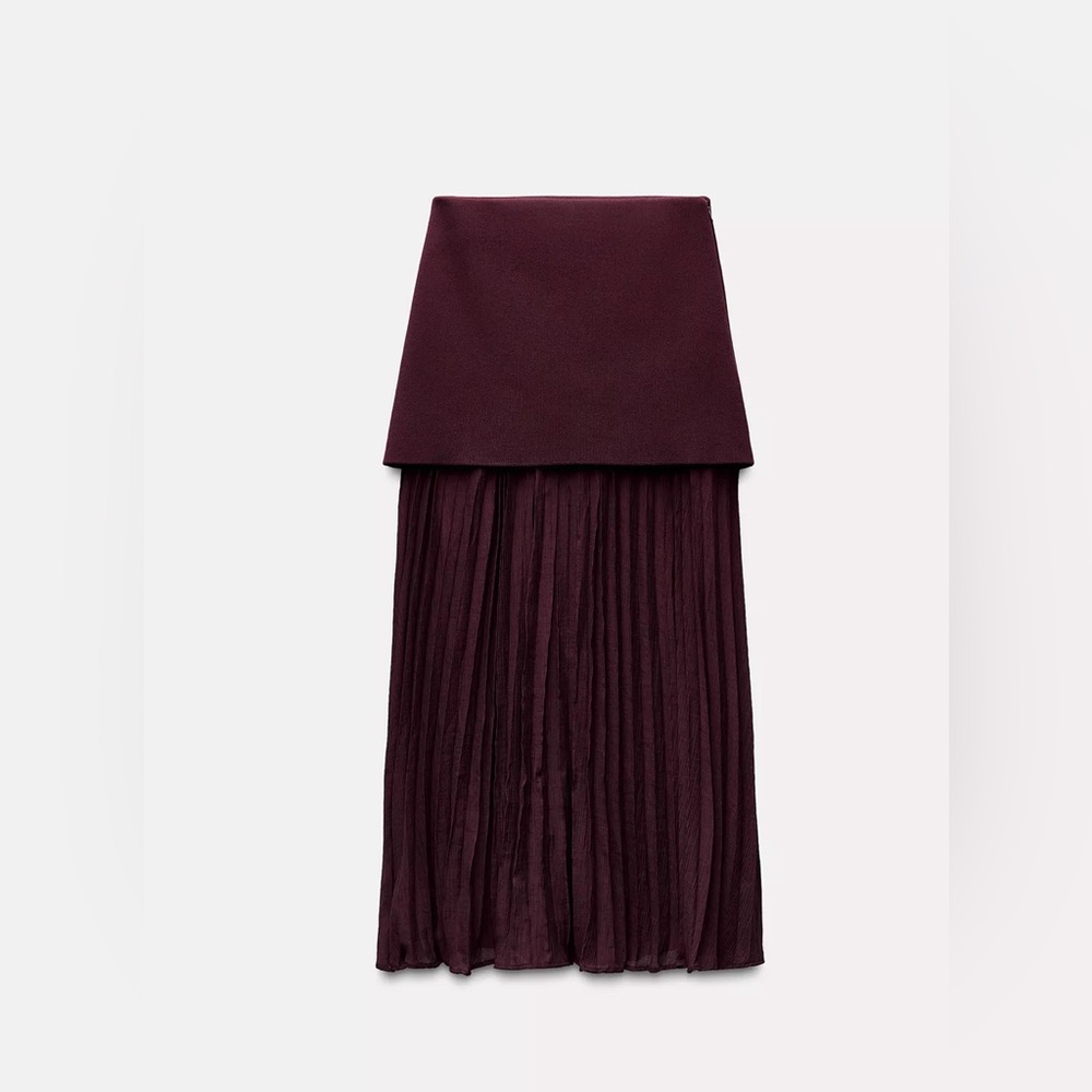 Zara BLOGGERS FAVORITE MIXED PLEATED KNIT SKIRT - Picture 4 of 6
